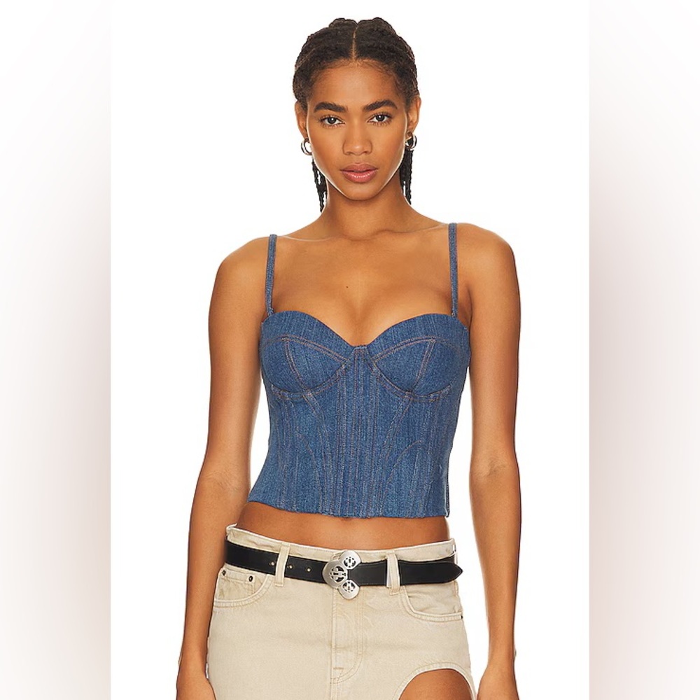 Fleur De Mal Denim Bustier with Removable Straps in Size 6 NWT - Picture 2 of 8